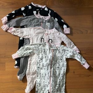 Gerber Baby Girl Pajamas - footsie with zipper down